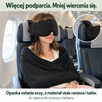 Opaska na oczy i podparcie podczas odpoczynku w pozycji siedzącej