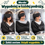 Merdio — trzy osoby odpoczywają w samolocie w czarnym zestawie podróżnym